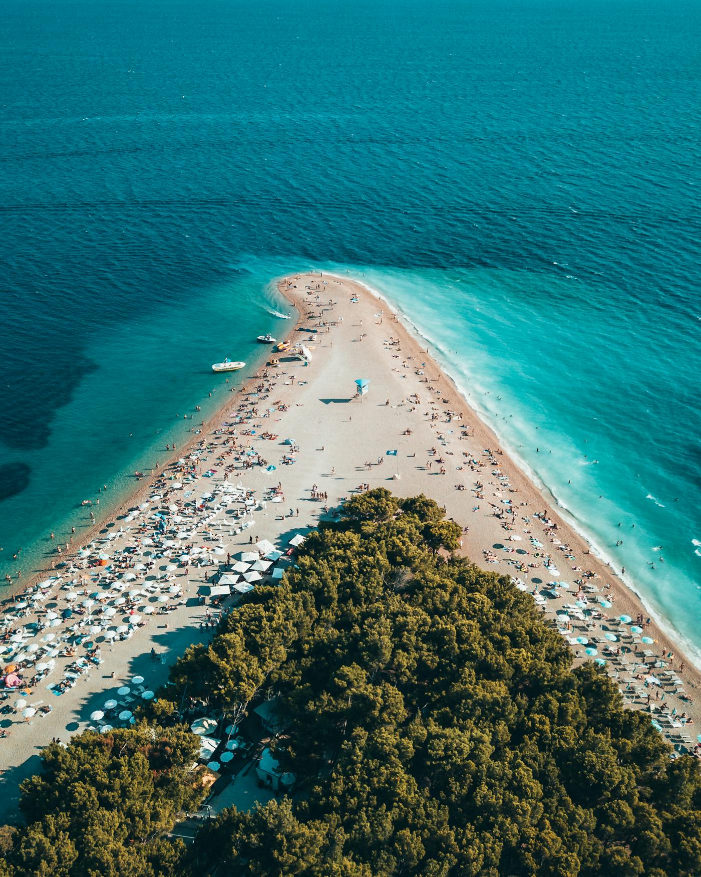 Bird's eye view of Croatian island turquoise water – Hideout Festival Pag Croatia Zrce Beach 2026