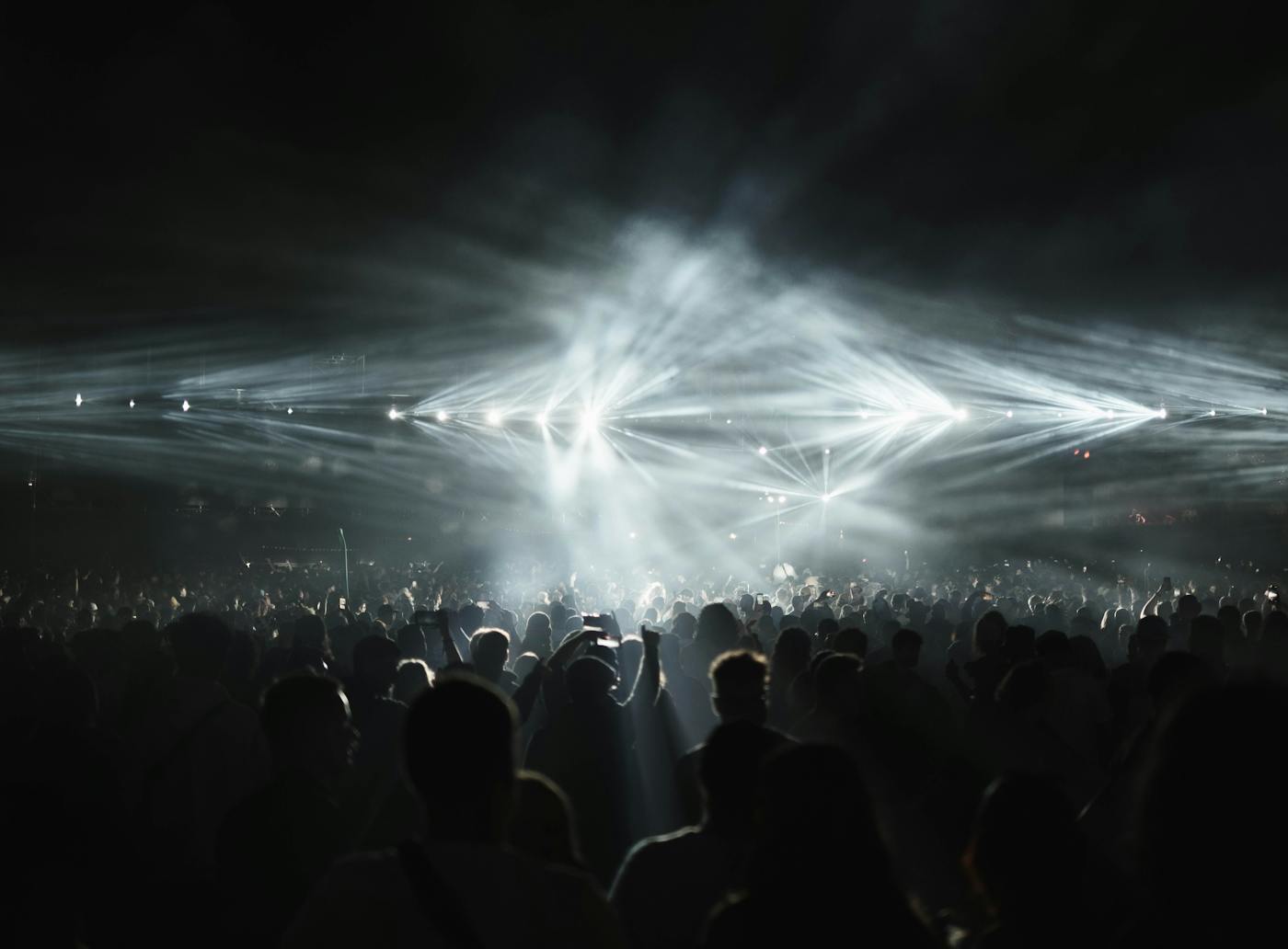 EDM mainstage concert lights over crowd at an electronic music festival at night – Europe 2026