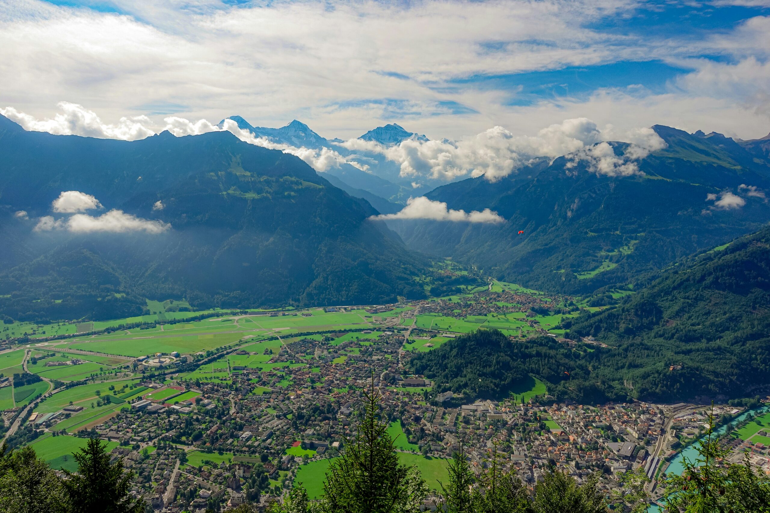 Cost of tandem skydiving over Interlaken with the Swiss Alps and lakes in view