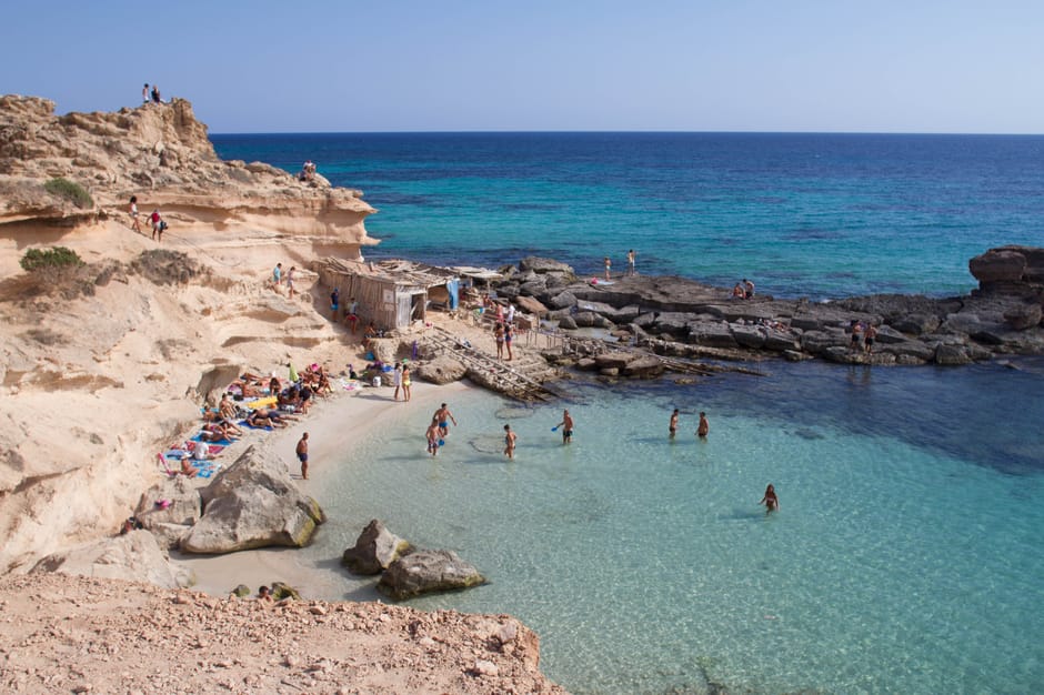 Rocky cove with crystal-clear water on the Spanish coast