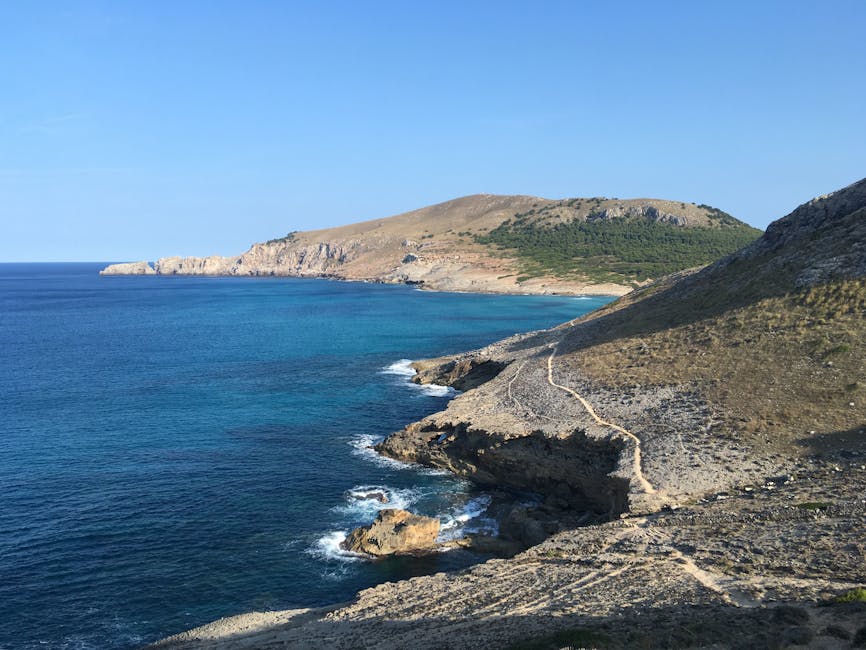 Coastal cliff hiking trail above the Mediterranean