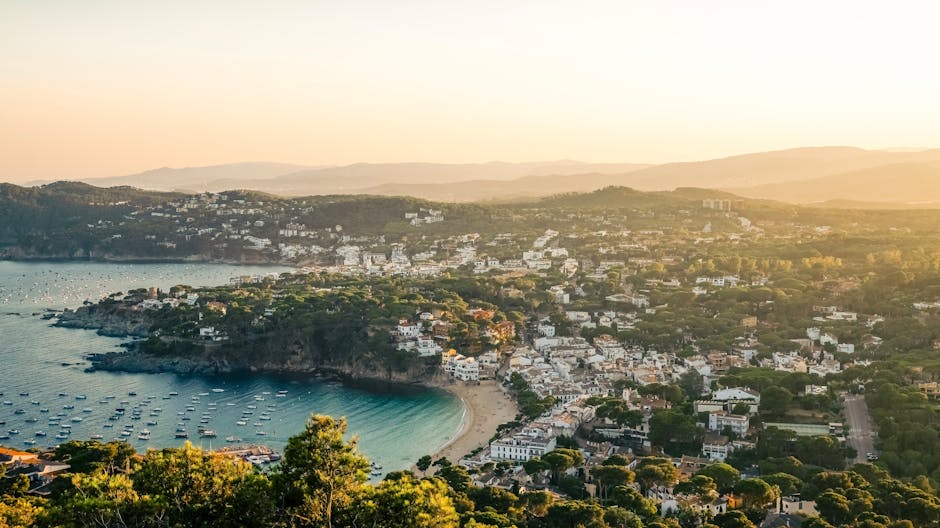 Aerial view of a Costa Brava coastal town
