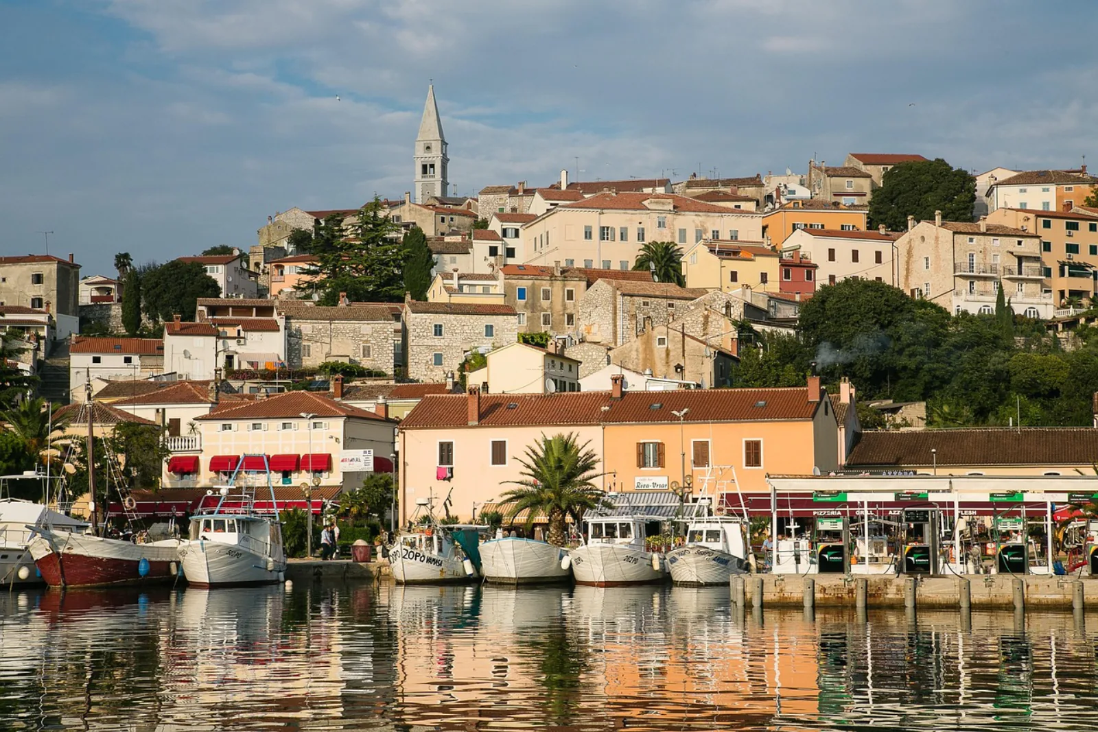 Aerial view of Vrsar coastal town and marina, Istria, Croatia – Koversada (Vrsar) naturist resort section