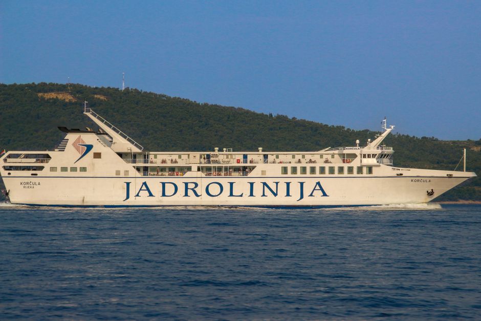 Jadrolinija ferry 'Korčula' cruising on Adriatic Sea off Croatian coast. – Getting to Croatia's Naturist Coast