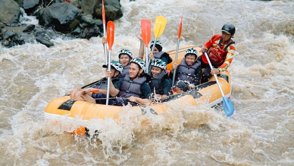 Thrilling white water rafting adventure with a group navigating rough rapids. – Ayung River: Best Choice for First-Timers and Families
